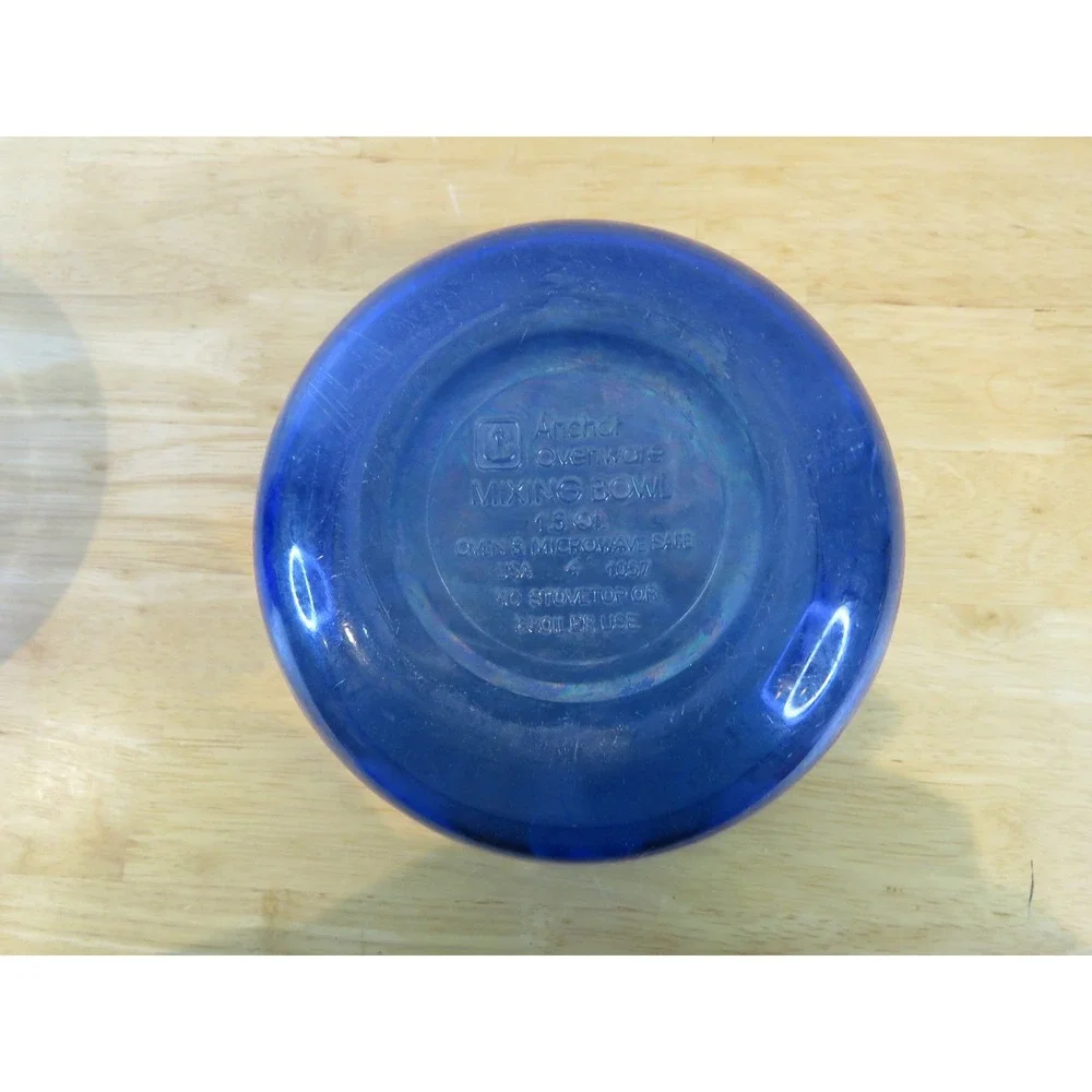 Vintage Set of 3 Anchor Hocking Ovenware Glassware Mixing Bowl Cobalt Blue